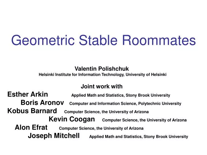 geometric stable roommates n.