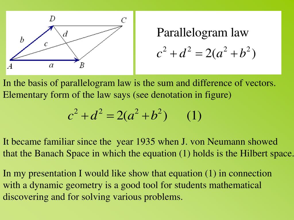 Ppt Dynamic Applications Of The Parallelogram Law Powerpoint