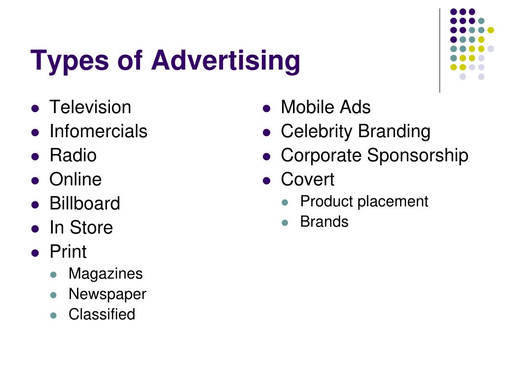 Kinds of programs. Types of advertising. Types of advertisement. Advertising methods. Kinds of advertisements.