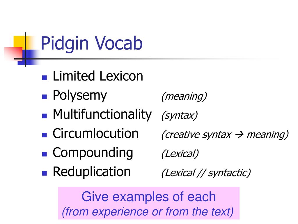 pidgin language example pidgin language example