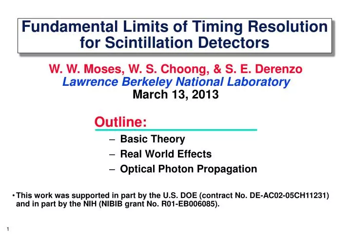 fundamental limits of timing resolution for scintillation detectors n.