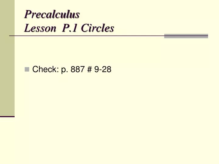 PPT - Precalculus Lesson P.1 Circles PowerPoint Presentation, free