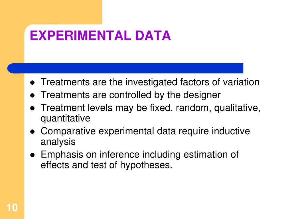 presentation of experimental data and results