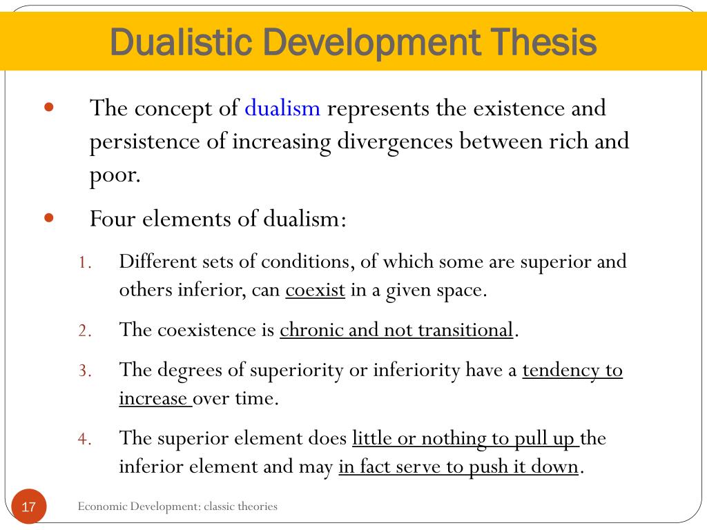 dualistic development thesis example