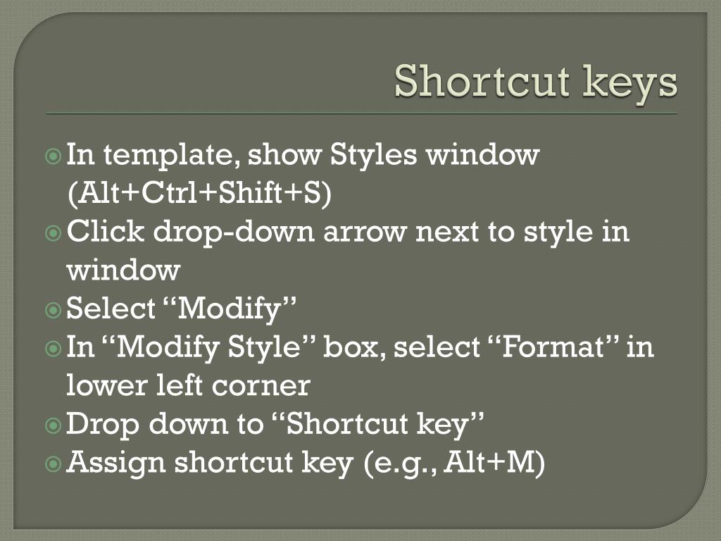 thesis shortcut keys