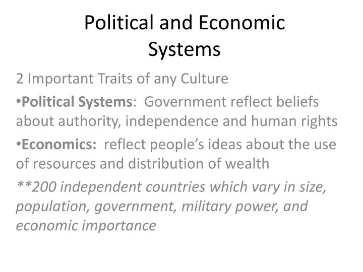 political and economic systems n.