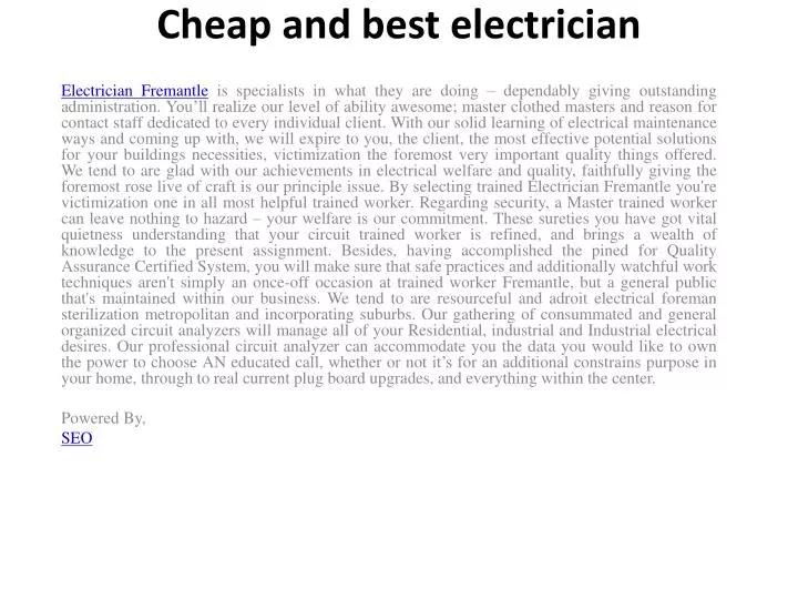 cheap and best electrician n.