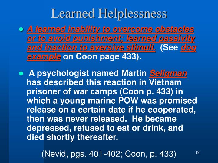what is an example of learned helplessness what is an example of learned helplessness