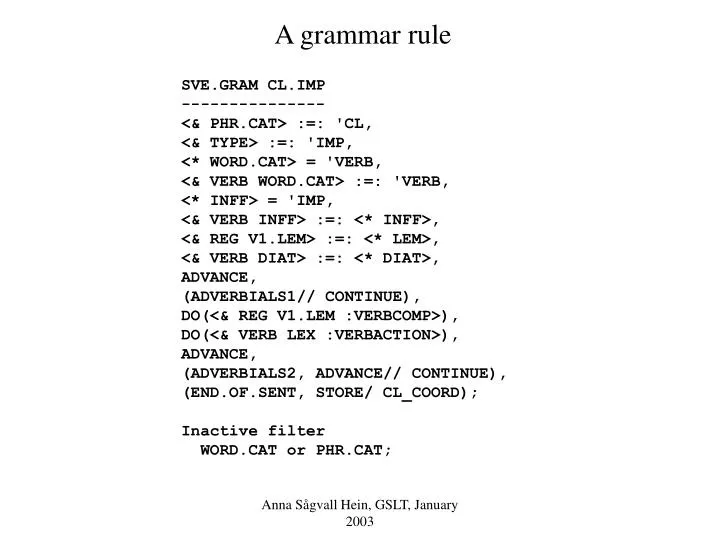 a grammar rule n.