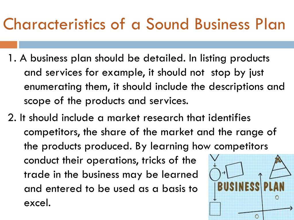 different characteristics of sound business plan