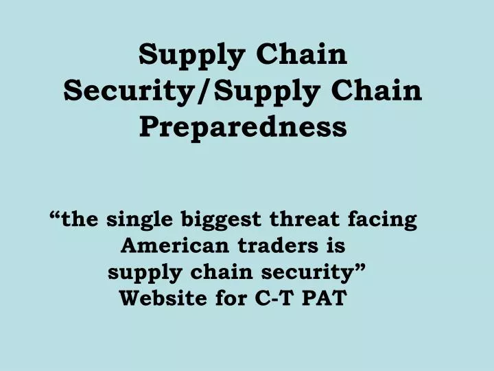 supply chain security supply chain preparedness n.