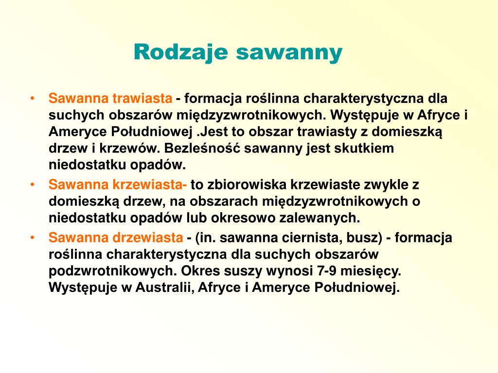 Cechy Charakterystyczne Sawanny PPT - SAWANNA PowerPoint Presentation, free download - ID:4731152