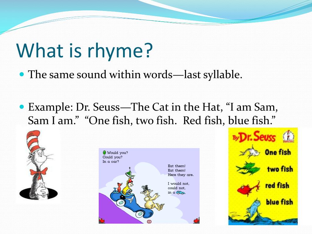 Words within words. Rhyme examples.
