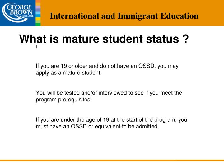 mature student status Mature student status