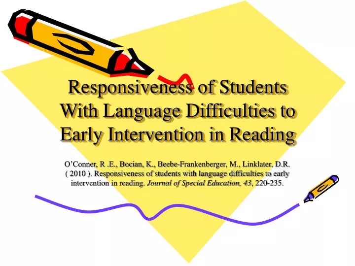PPT Responsiveness of Students With Language Difficulties to Early
