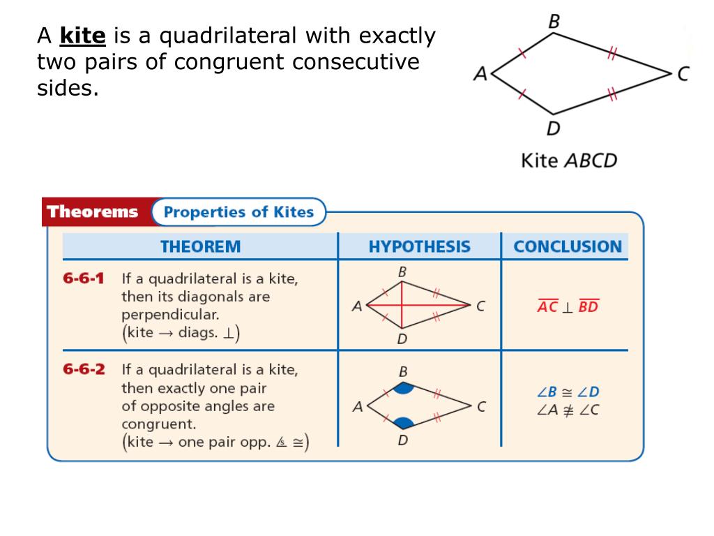PPT - A kite is a quadrilateral with exactly two pairs of congruent  consecutive sides. PowerPoint Presentation - ID:4738017