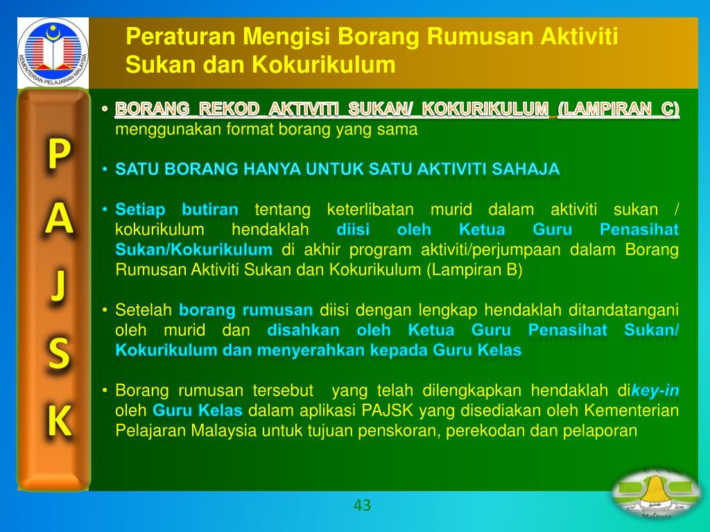 Ppt Pentaksiran Aktiviti Jasmani Sukan Dan Kokurikulum Pajsk Powerpoint Presentation Id 4740610