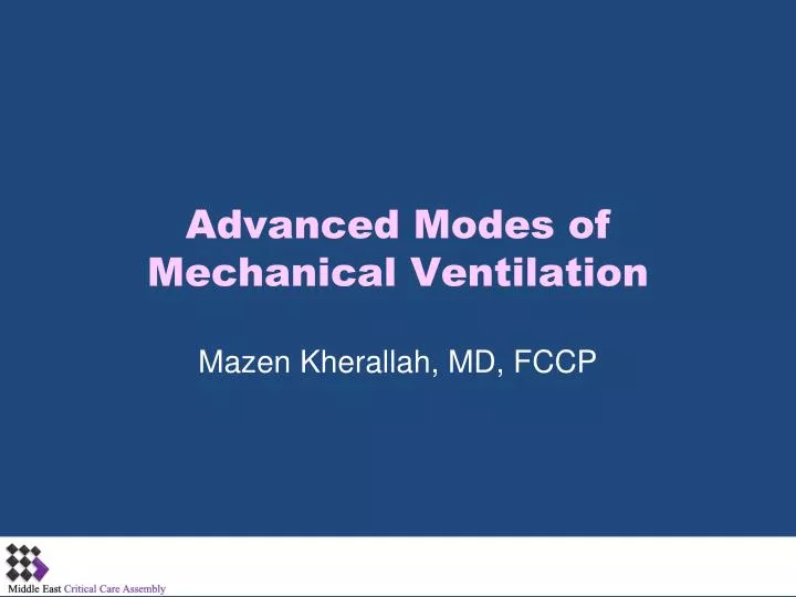 advanced modes of mechanical ventilation n.
