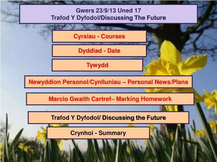 gwers 23 9 13 uned 17 trafod y dyfodol discussing the future n.