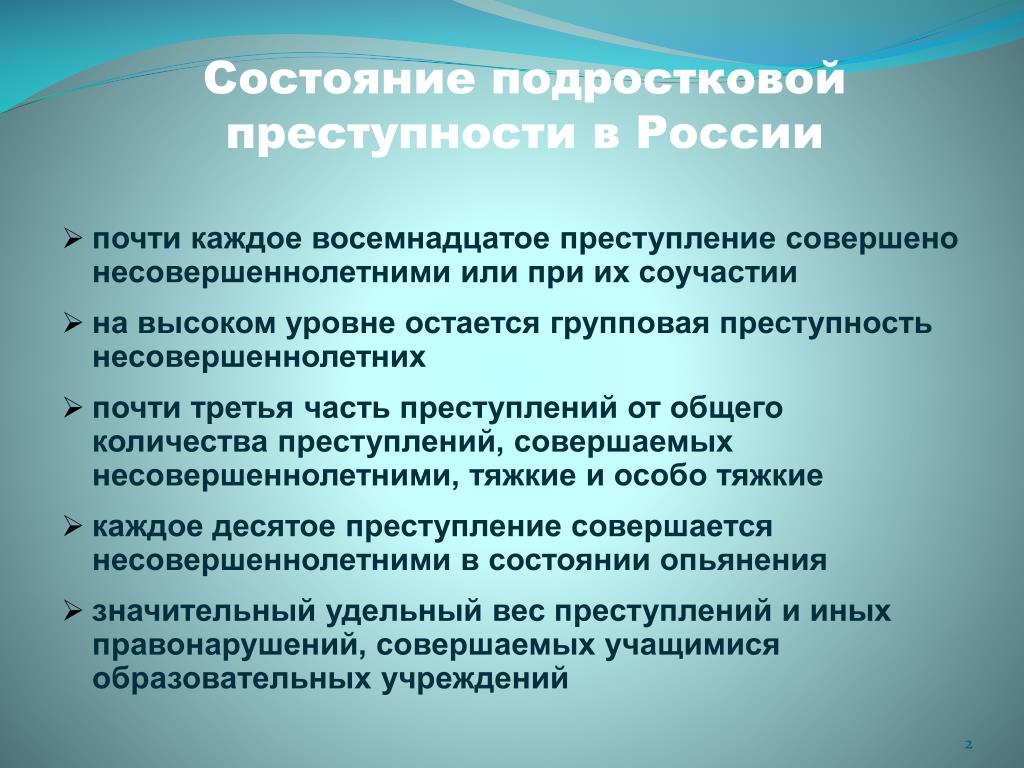 Подростковая преступность как проблема современного общества проект