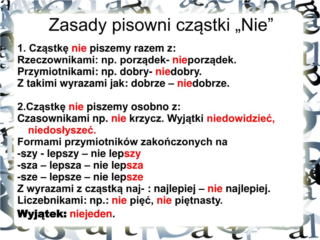 Zasady Pisowni Nie Z Czasownikami PPT - Ortografii się nie damy! Zasady ortografii i interpunkcji dla