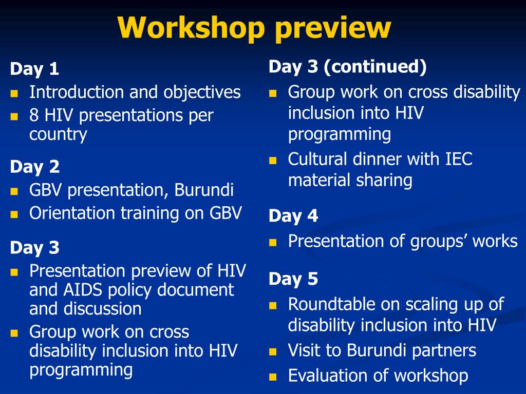 PPT - Regional (Africa and South East Asia) HIV and AIDS workshop ...