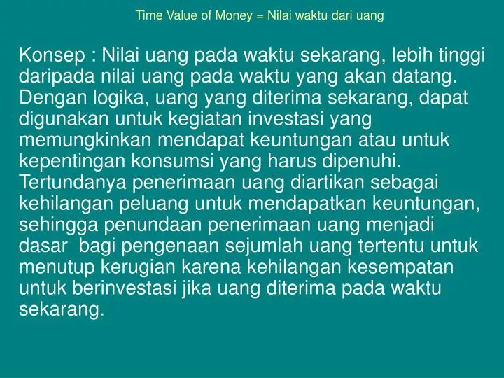 time value of money nilai waktu dari uang n.