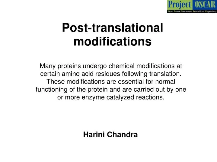 Ppt Post Translational Modifications Powerpoint Presentation Free Download Id 4751879