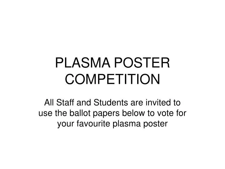 plasma poster competition n.