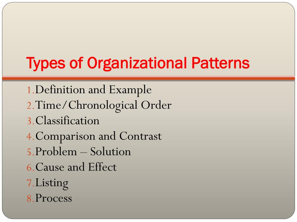 types of organizational patterns in writing