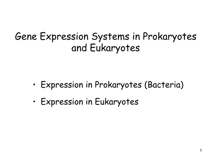 PPT - Gene Expression Systems in Prokaryotes and Eukaryotes PowerPoint ...