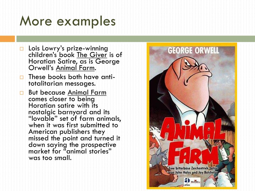 examples of satire in animal farm by george orwell