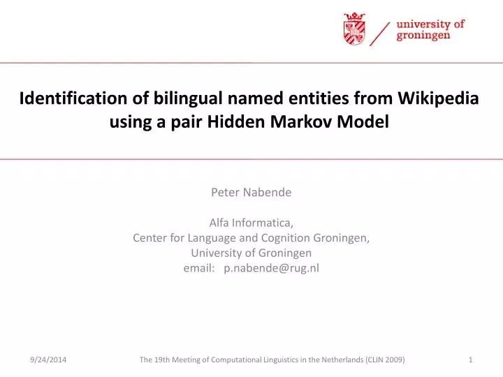 identification of bilingual named entities from wikipedia using a pair hidden markov model n.