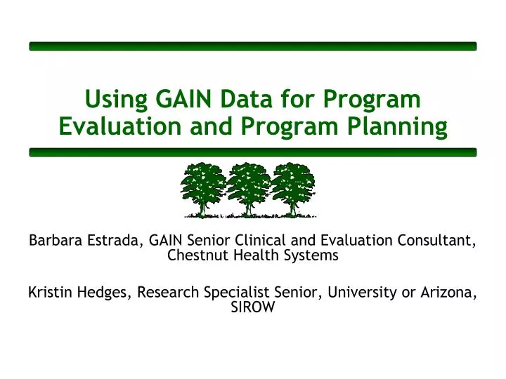 using gain data for program evaluation and program planning n.