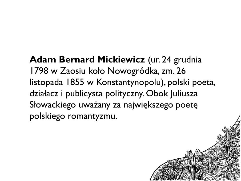Krótka Notatka O Adamie Mickiewiczu PPT - Adam Mickiewicz życie i twórczość PowerPoint Presentation, free