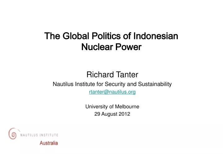the global politics of indonesian nuclear power n.