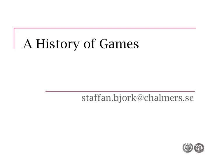 a history of games n.
