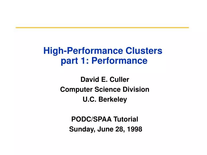 high performance clusters part 1 performance n.