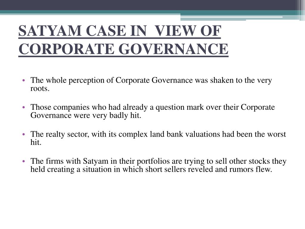 satyam case study corporate governance ppt