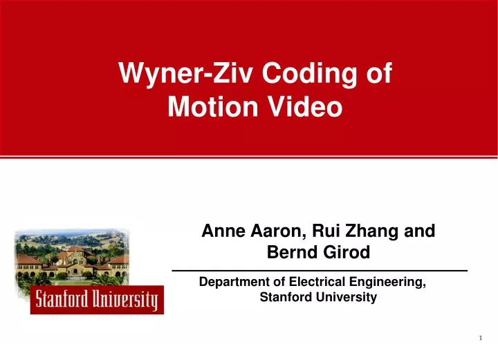 wyner ziv coding of motion video n.