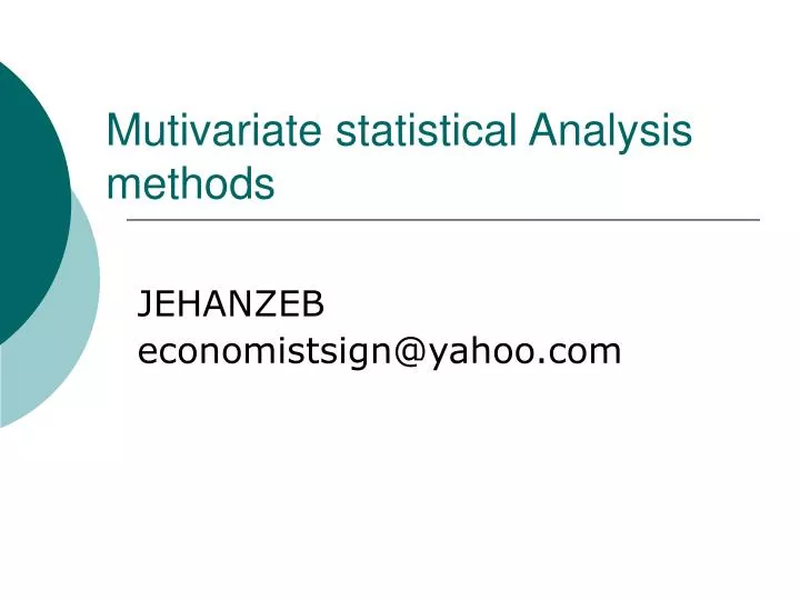 PPT - Mutivariate statistical Analysis methods PowerPoint Presentation ...