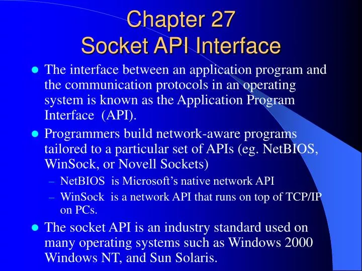 Ppt Chapter 27 Socket Api Interface Powerpoint Presentation Free Ppt Chapter 27 Socket Api Interface Powerpoint Presentation Free