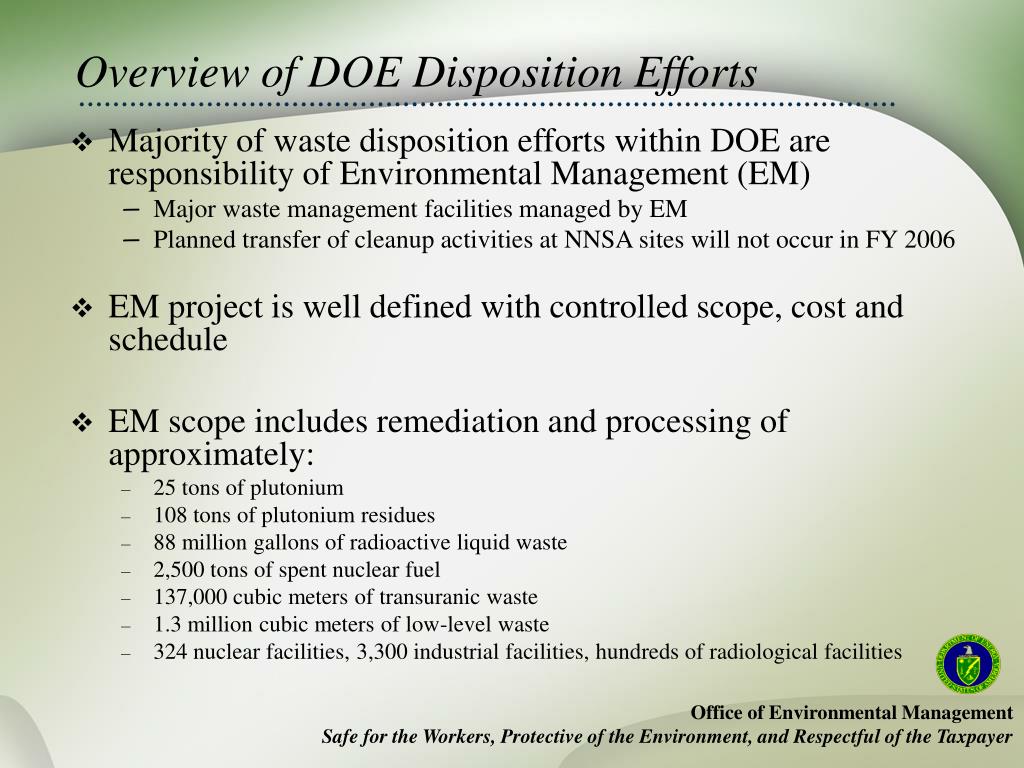 PPT Update on DOE’s National Waste Disposition Plans PowerPoint