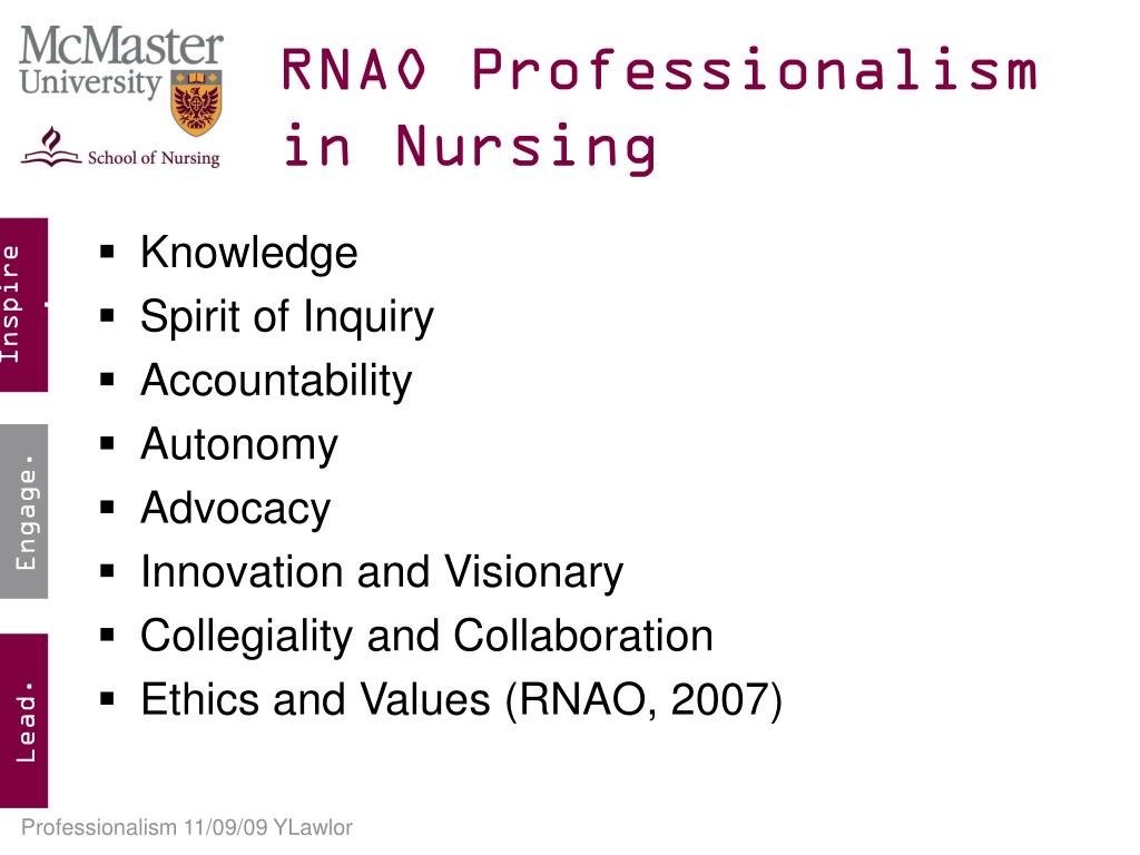 examples of professionalism in nursing
