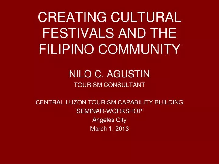 creating cultural festivals and the filipino community n.