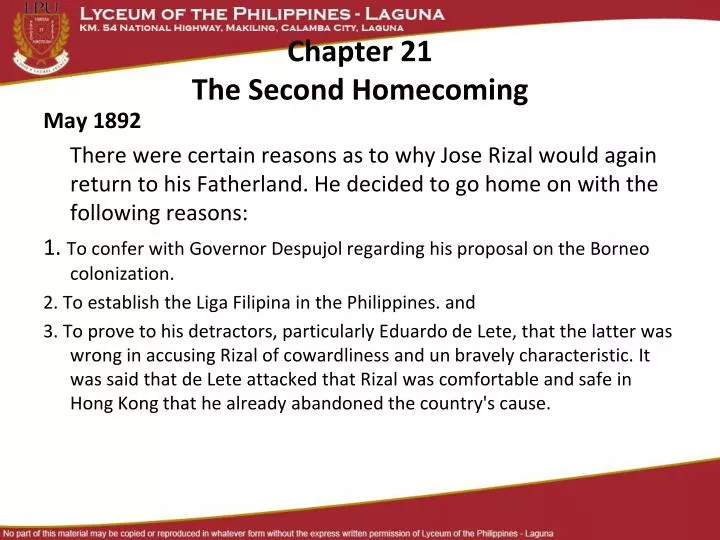 studymode chapter 21 second homecoming and the liga filipina and reaction chapter 20 rizal