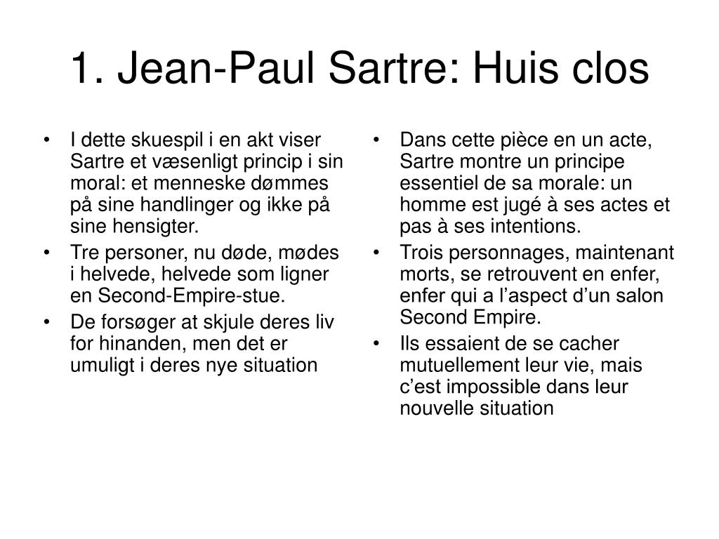 PPT - 1. Jean-Paul Sartre: Huis clos PowerPoint Presentation, free download  - ID:4780410