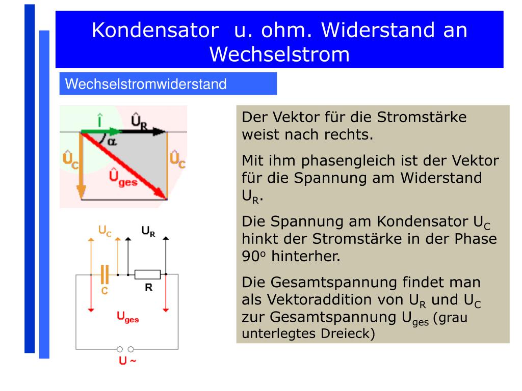 PPT - Kondensator u. ohm. Widerstand an Wechselstrom PowerPoint  Presentation - ID:4786136