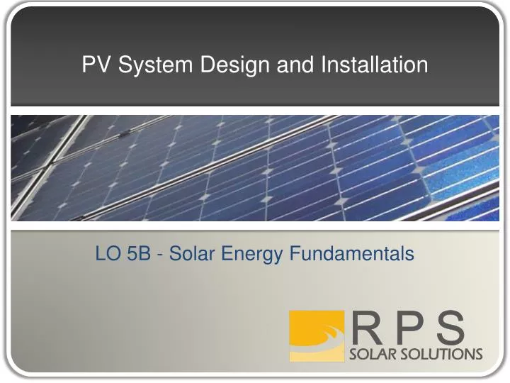 Ppt Pv System Design And Installation Powerpoint