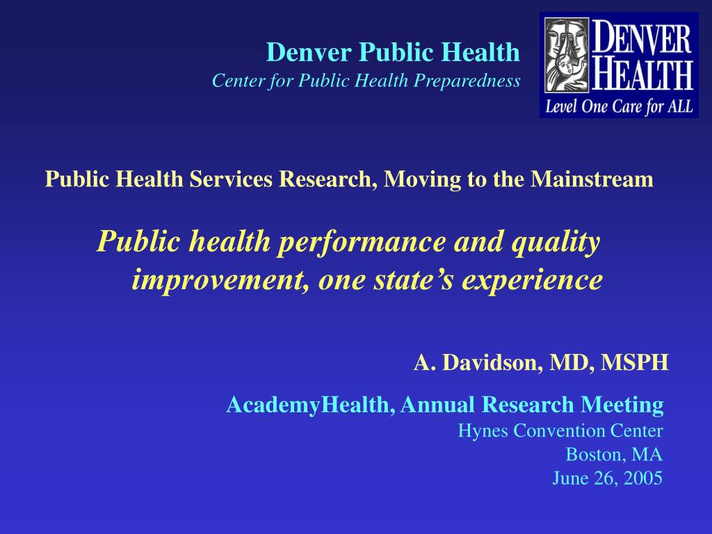 PPT - Denver Public Health Center for Public Health Preparedness ...